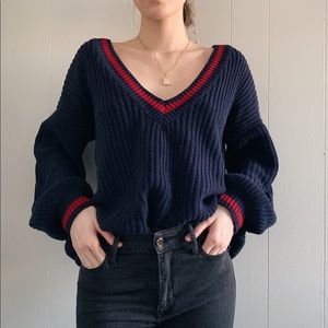 Navy v neck sweater